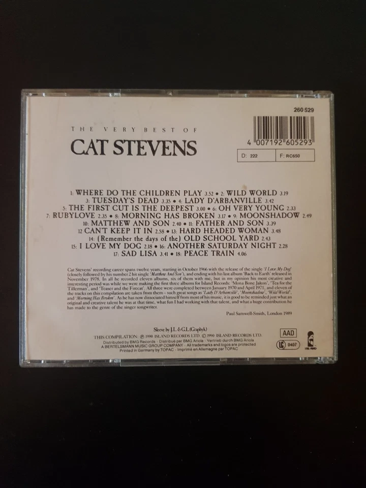 Cat Stevens ‎– The Very Best Of Cat Stevens (CD,VG+) - Bild 2 von 3