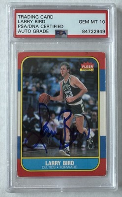 Larry Bird Signed 1986 Fleer Basketball #9 Celtics PSA PSA/DNA Gem