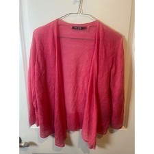 NIC ZOE Womens Cardigan Linen Blend Sheer Knit Pink Size M