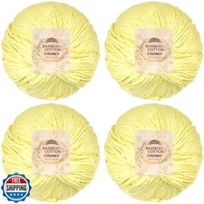 JubileeYarn Bamboo Cotton Chunky Yarn - 100g/Ball - Eggnog - 4 Balls