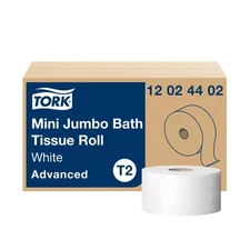Tork Mini Jumbo Toilet Paper Roll White T2, Advanced, 2-Ply, 12 x 751', 12024...