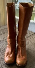 Vintage 80s? Leather Frye Boots Women 9 Riding Campus Below Knee SADDLE COLOR!