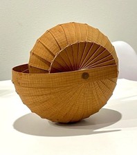 Arte decorativa metà secolo legno splendidamente lavorata legno curvato Nautilus conchiglia legno