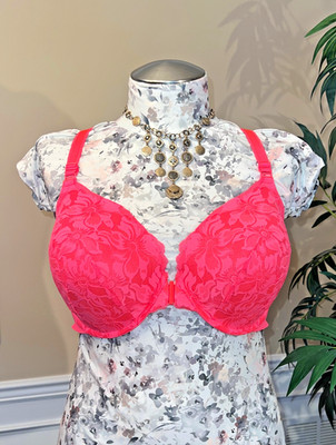 TORRID, Perfect T Front-Close Lightly Lined Lace Underwire In Neon Pink Sz 42DDD