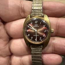 Works VTG 1975 Bulova Caravelle 24mm Red/brow...
