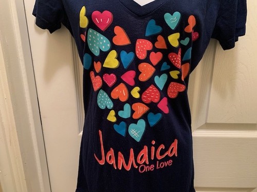 Pink Pineapple Jamaica Shirt Womens Heart Graphic Love Travel Gift Tee Sz READ - Picture 8 of 15