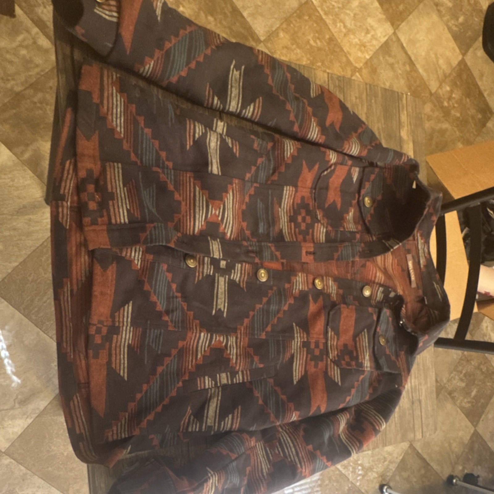 Shyanne Aztec Pattern Button Collared Jacket Pock… - image 3