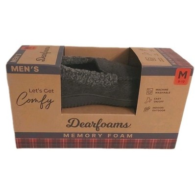 Dear Foam Men's Slippers, Memory Foam, Size M (9, 10) Indoor/Outdoor Easy On/Off
