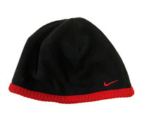 NIKE BLACK RED FLEECE BEANIE HAT GIRL'S BOY'S YOUTH 7-14 YO