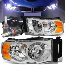 Chrome Housing Side Headlightled Hid Kit Wfan For 02-05 Dodge Ram 15002500