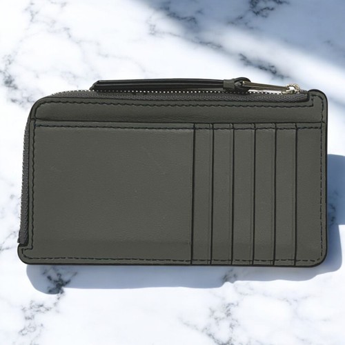 Loewe Puzzle Coin Card Holder Gray Leather 8x15cm Used