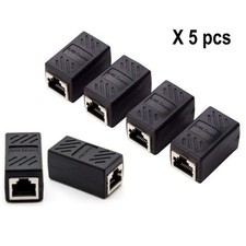 RJ45 Coupler 5 Pack Shielded Inline Gigabit Ethernet Cat7/6a/5e Black Adapter