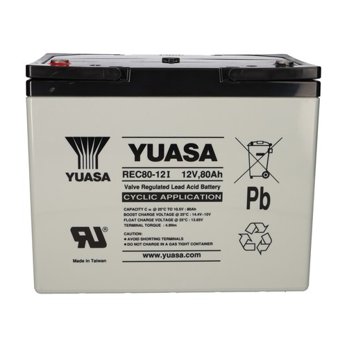 2x Yuasa Blei-Akku REC80-12I Pb 12V / 80Ah Zyklenfest, M6 Innengewinde - Bild 3 von 7