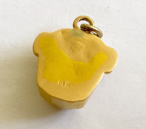 Antique Art Nouveau 14k Gold Charm/Drop, Dog Head - Picture 6 of 7