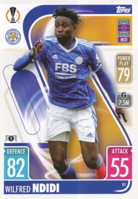 091 LEICESTER CITY.FC - NDIDI WILFRED - NIGERIA CARD TOPPS EUROPA LEAGUE 2022