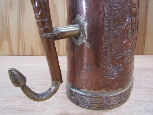 Rare Antique Vintage Asian Chinese Copper Brass Teapot Hammered Etched Engraved - Picture 21 of 24