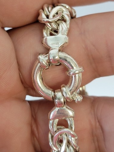 OTC ITALY 925 STERLING SILVER LARGE BYZANTINE BRACELET 7.5" CLASSIC 22.6g Estate - Picture 6 of 8