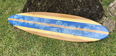 Blue Distressed Style Vintage Wooden Surfboard Decor And Artwork