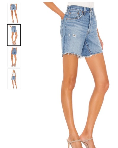 Levi's 501 Mid Thigh Button Fly Raw Hem Shorts, Size 28 - Picture 3 of 4