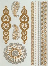 Once Temporary Tattoo Flash Metallic Body Jewelry Oriental Gold