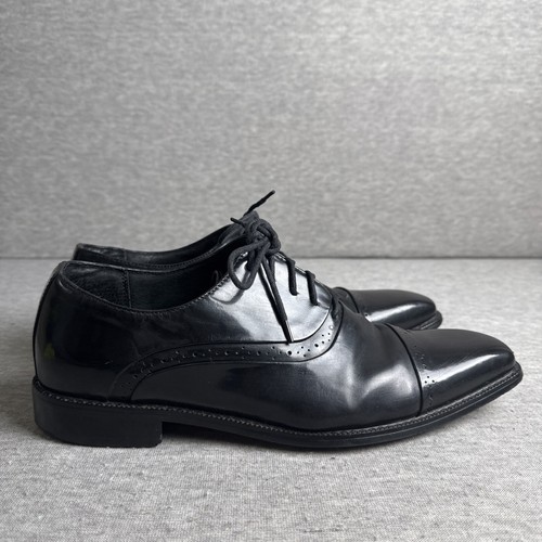 Stacy Adams Mens Oxford Lace Shoe Black Leather Size 10 M Tie Up 20135-001 - Picture 2 of 10