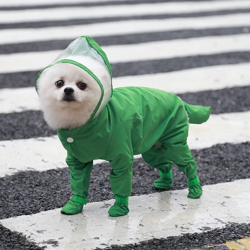 Dog Raincoat Waterproof Outdoor Pet Doggie Rain Coat W Shoes Rainwear Clothes - Imagen 7 de 20