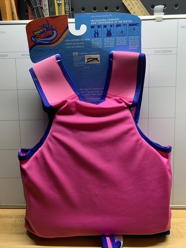 Swim Training Aid   Cabana Sports Great, Little Trainer Vest, Pink/Blue/flowers - Picture 2 of 3
