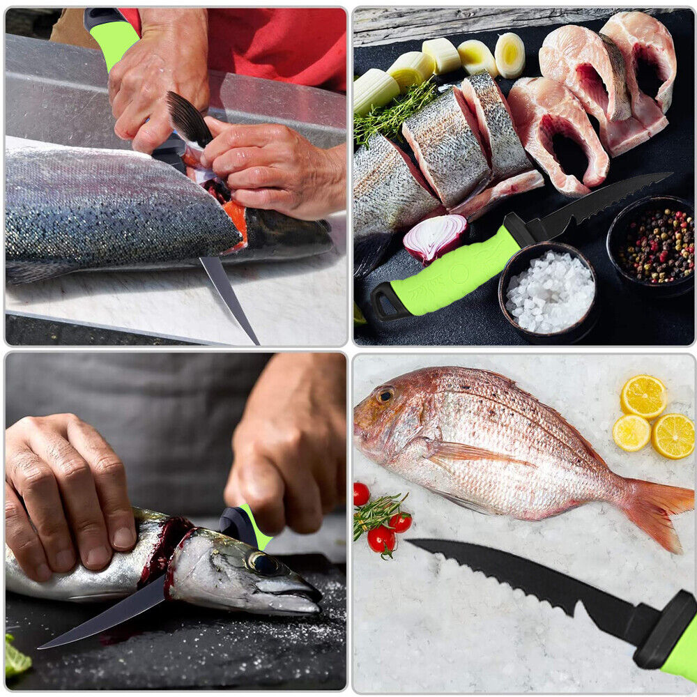 Fishing Fillet Knife w/ Sheath Meat Slicing Boning Knives Salt