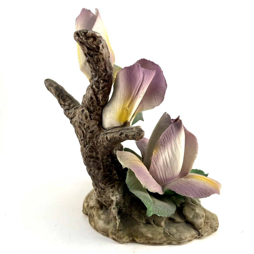 Capodimonte Crown N Porcelain Purple Yellow Orchid Figurine Made in Italy