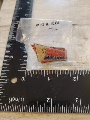 Mega Millions lottery in plastic lapel Pin jq