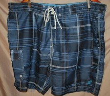 Caribbean Joe Swim Trunks Men's XL Shades of Blue Bathing Suit Trunks Lined