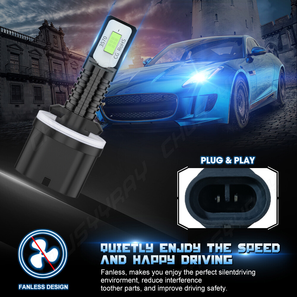 Super Bright LED Fog Light Bulbs Kit For 1997-2004 C5 Corvette - 2x H27W/1 (880), 6000K White 11 thumbnail image