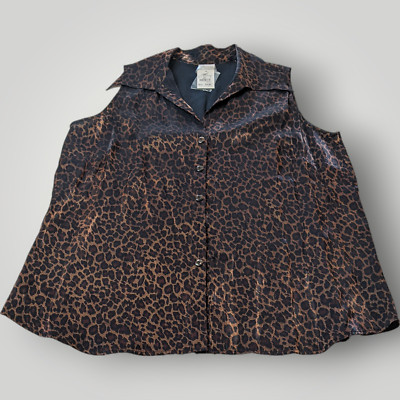 Cato Studio C Women's PLUS 18W/20W Cheetah Print Button Front Tank Top NWT