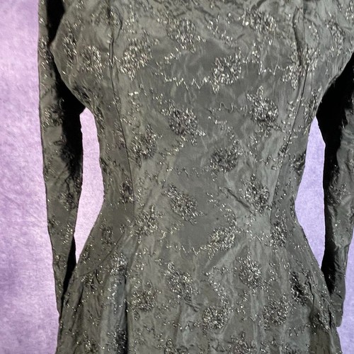 Vestido Vintage Negro ""Junior Vogue"" Abstracto Cosido Vintage Años 70 Damas - Imagen 3 de 7