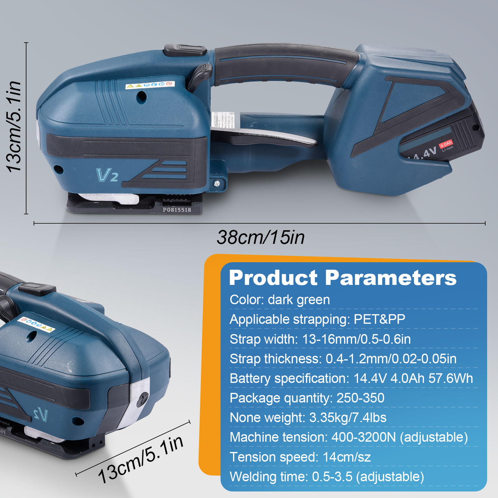 NTUD Automatic Electric Strapping Machine Tool For PP/PET 0.51"-0.63" Straps