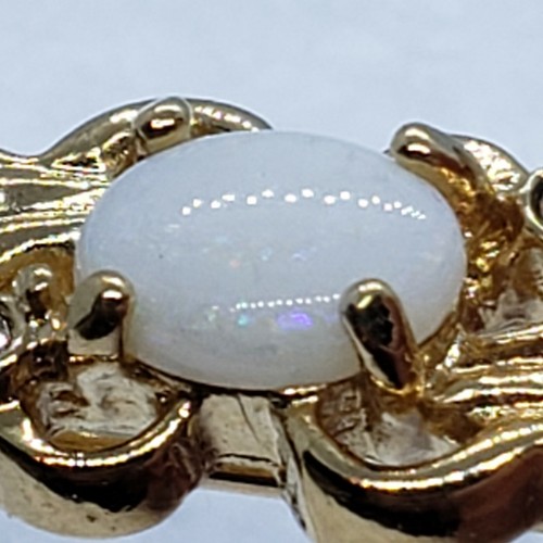 Fashion Set White Opal Size 7.75 Ring Brooch Pendant Necklace Pin Gold Plated - Picture 3 of 11