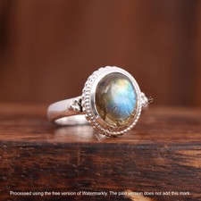 Natural Labradorite Ring 925 Sterling Silver Ring Women Wedding Ring Gift Her
