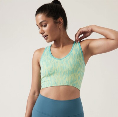 Athleta NWT Women's Aurora Seamless Crop Rib Tank in Borealis Green Size XS