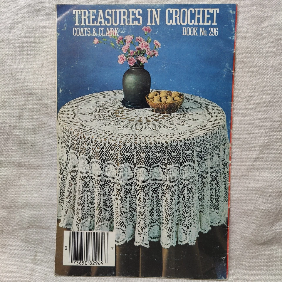 1981 Coats & Clark's Book 296 TABLECLOTH TREASURES Knit & Crochet Patterns - Image 2 of 4