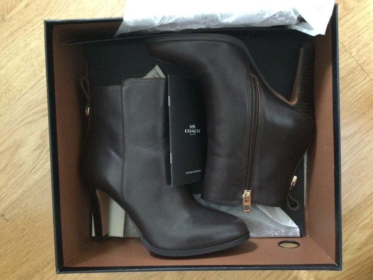 Coach Jemma Soft Calf Leather Booties Chestnut Size