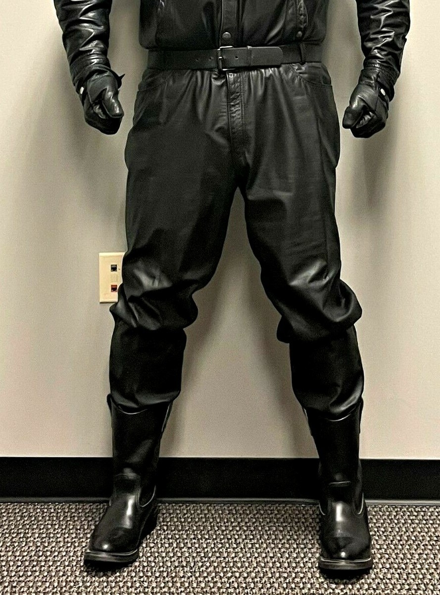The Leather Ranch Canada Black Genuine Leather Jeans Pants Size 42