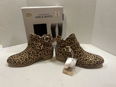 Lily and Dan Girls Leopard Print Boots - Size 6 New