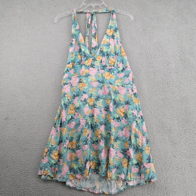 Wild Fable Womens A Line Dress Green Mini Floral Backless Sleeveless Rayon  L New | eBay