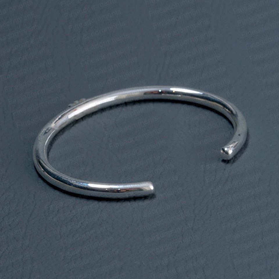 Openable Cuff Bangle Natural Pave Diamond 925 Silver Stackable Minimalist Bangle - Image 4 of 4