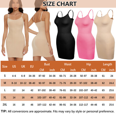 Women Shapewear Full Slip Under Dresses Tummy Control Body Shaper Slip Dress  US | eBay