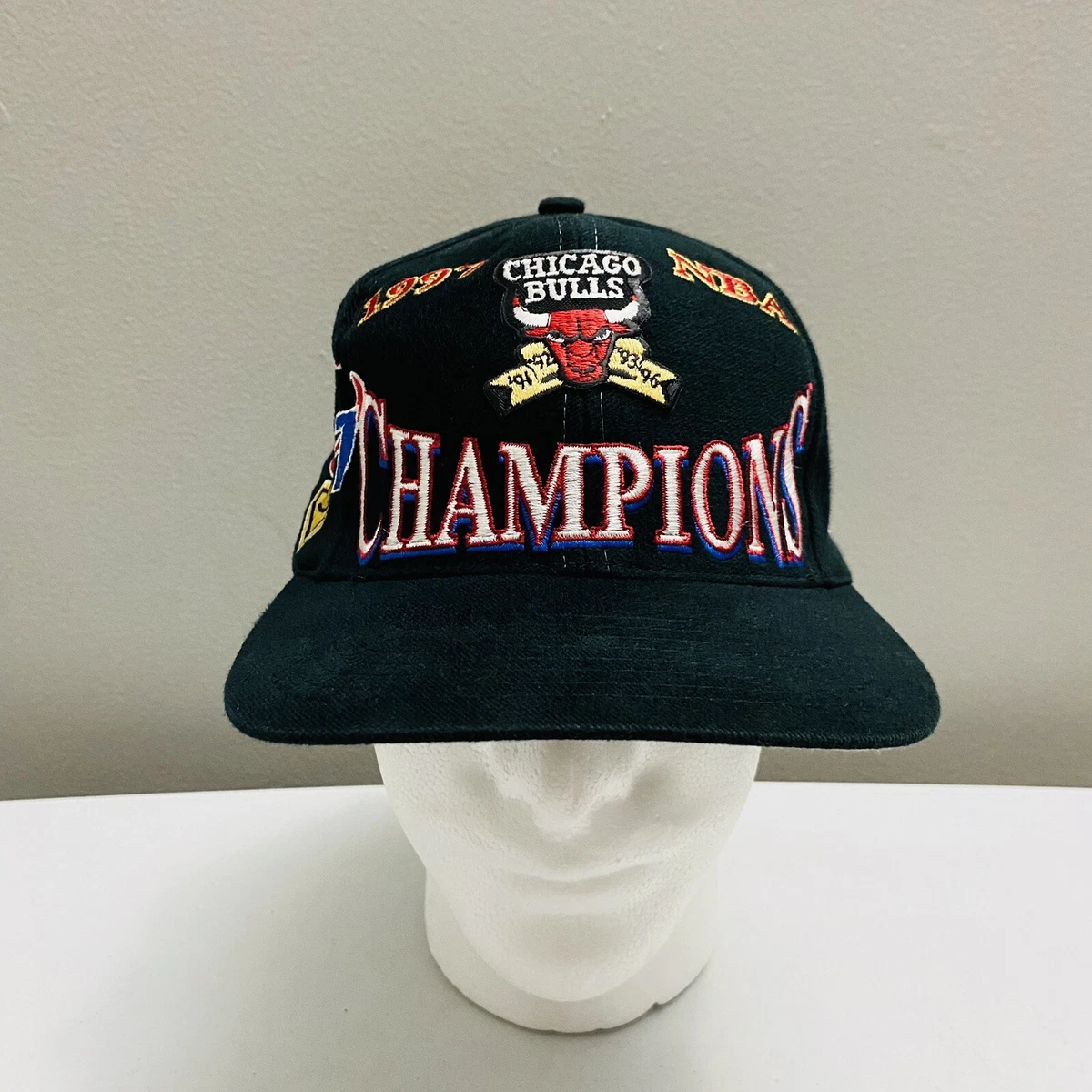 Chicago Bulls 1997 NBA Championship Logo Athletic Snapback Hat Cap RESTORED