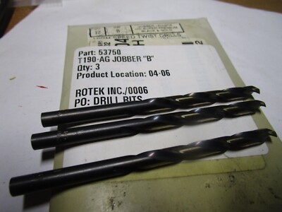 B x 4'' OAL 135° Split Black / Gold High Speed Steel Jobber Drill QTY 3