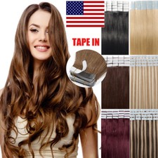 US 100g 40pcs Real Thick Tape In 100 Virgin Remy Human Hair Extensions US B119