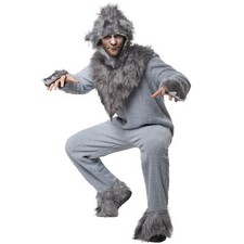 Unisex Kostüm Wolf Tier Overall Kleid Hirsch Karneval Fasching Fasnacht Kapuze