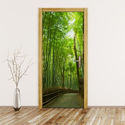 Trposter Klebefolie Trtapete selbstklebend Japan Bambus Waldpfad grne  Natur | eBay.de